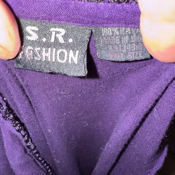 Purple Embroidered Short Sleeve A-Line Dress By S.R. Fashion Womens Size XL Rayo - Picture 6 of 6
